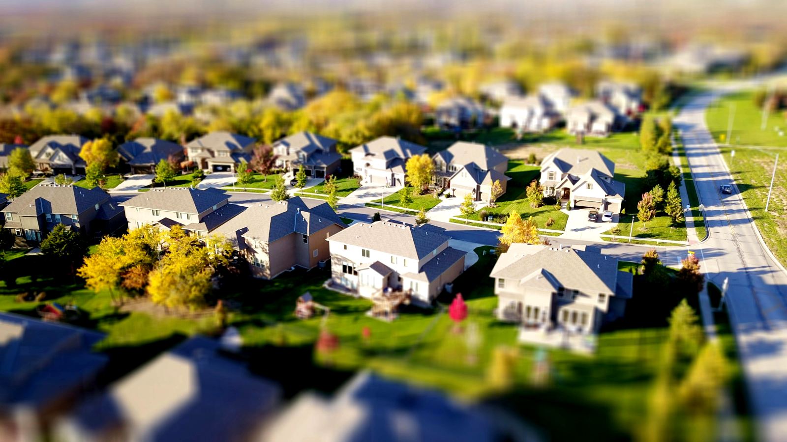 Aerial view of a residential neighbourhood