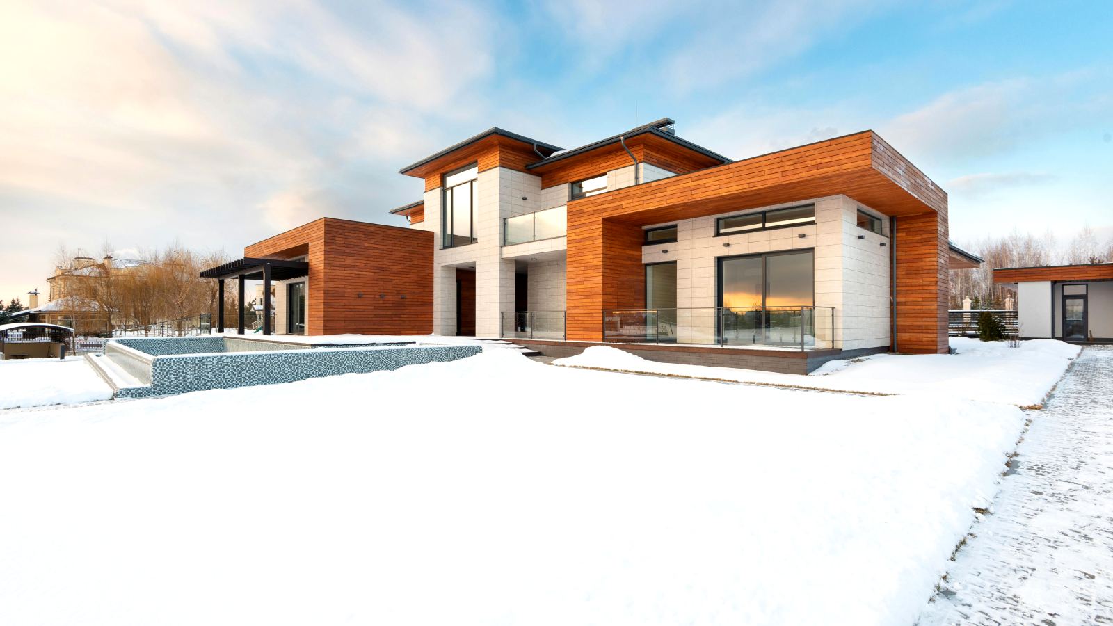 Résidence moderne au Québec en hiver